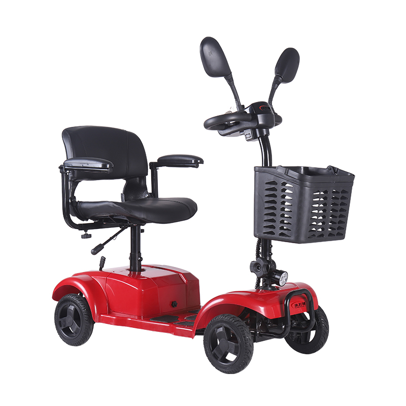 Scooter de mobilit&eacute; &eacute;lectrique rouge pliable &agrave; 4 roues pour adultes (7)