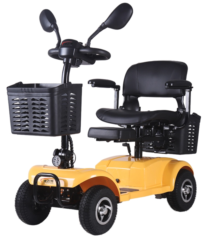 DDF106 Scooter de mobilit&eacute; &eacute;lectrique jaune pliant &agrave; 4 roues pour adultes.png